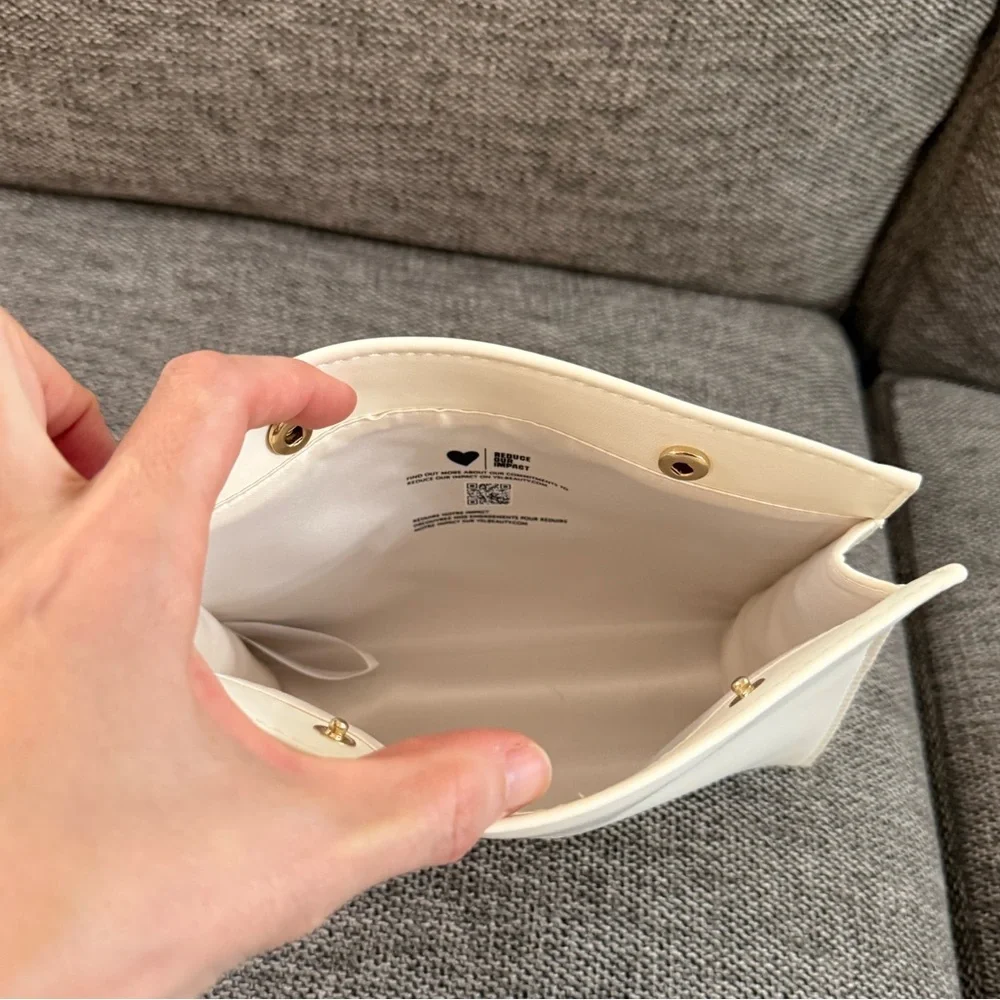 Yves Saint Laurent Beauty Cream Logo Pouch Makeup Bag Authentic New - Picture 8 of 11